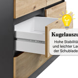 Kommode mit 6 Schubladen 95 | 120 | 140 | 160 cm breit Kommode Holz Schrank Kommode mit Schubladen Sideboard Highboard Anrichte Schlafzimmer Wohnzimmer Flur Büro Organizer