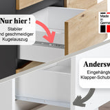 Kommode mit 6 Schubladen 95 | 120 | 140 | 160 cm breit Kommode Holz Schrank Kommode mit Schubladen Sideboard Highboard Anrichte Schlafzimmer Wohnzimmer Flur Büro Organizer