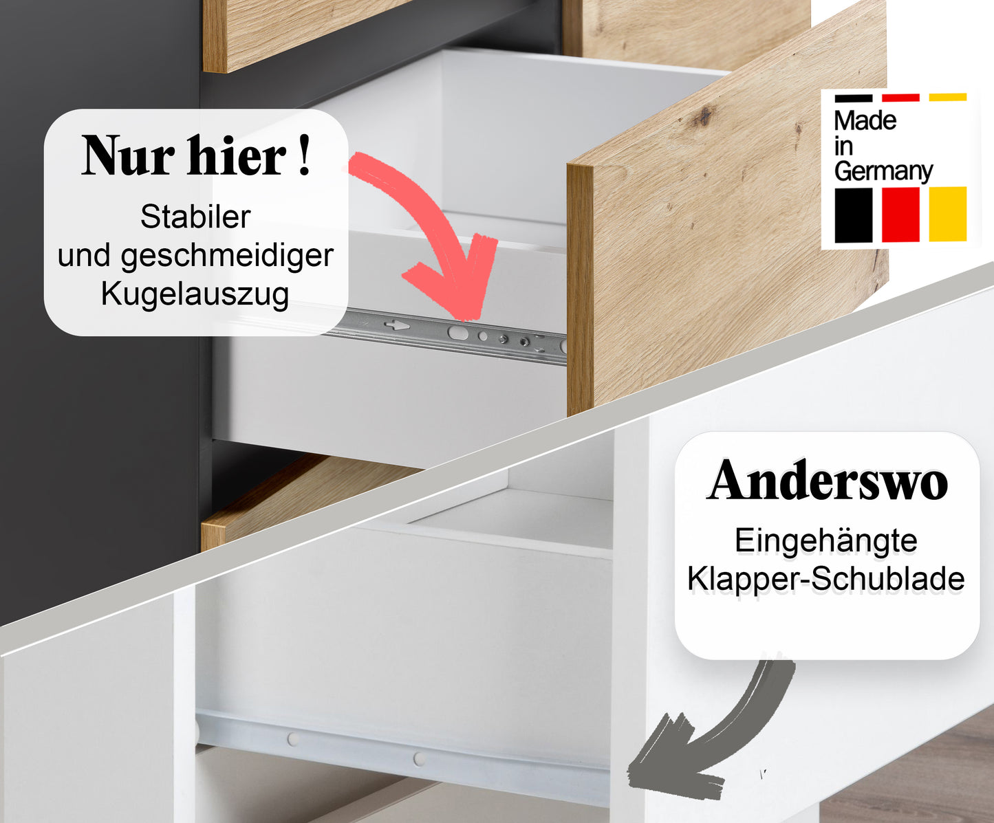 Kommode mit 6 Schubladen 95 | 120 | 140 cm breit Kommode Holz Schrank Kommode mit Schubladen Sideboard Highboard Anrichte Schlafzimmer Wohnzimmer Flur Büro Organizer