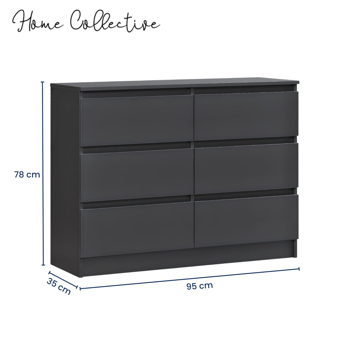 Kommode mit 6 Schubladen 95 | 120 | 140 cm breit Kommode Holz Schrank Kommode mit Schubladen Sideboard Highboard Anrichte Schlafzimmer Wohnzimmer Flur Büro Organizer