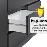 Kommode mit 6 Schubladen 95 | 120 | 140 | 160 cm breit Kommode Holz Schrank Kommode mit Schubladen Sideboard Highboard Anrichte Schlafzimmer Wohnzimmer Flur Büro Organizer