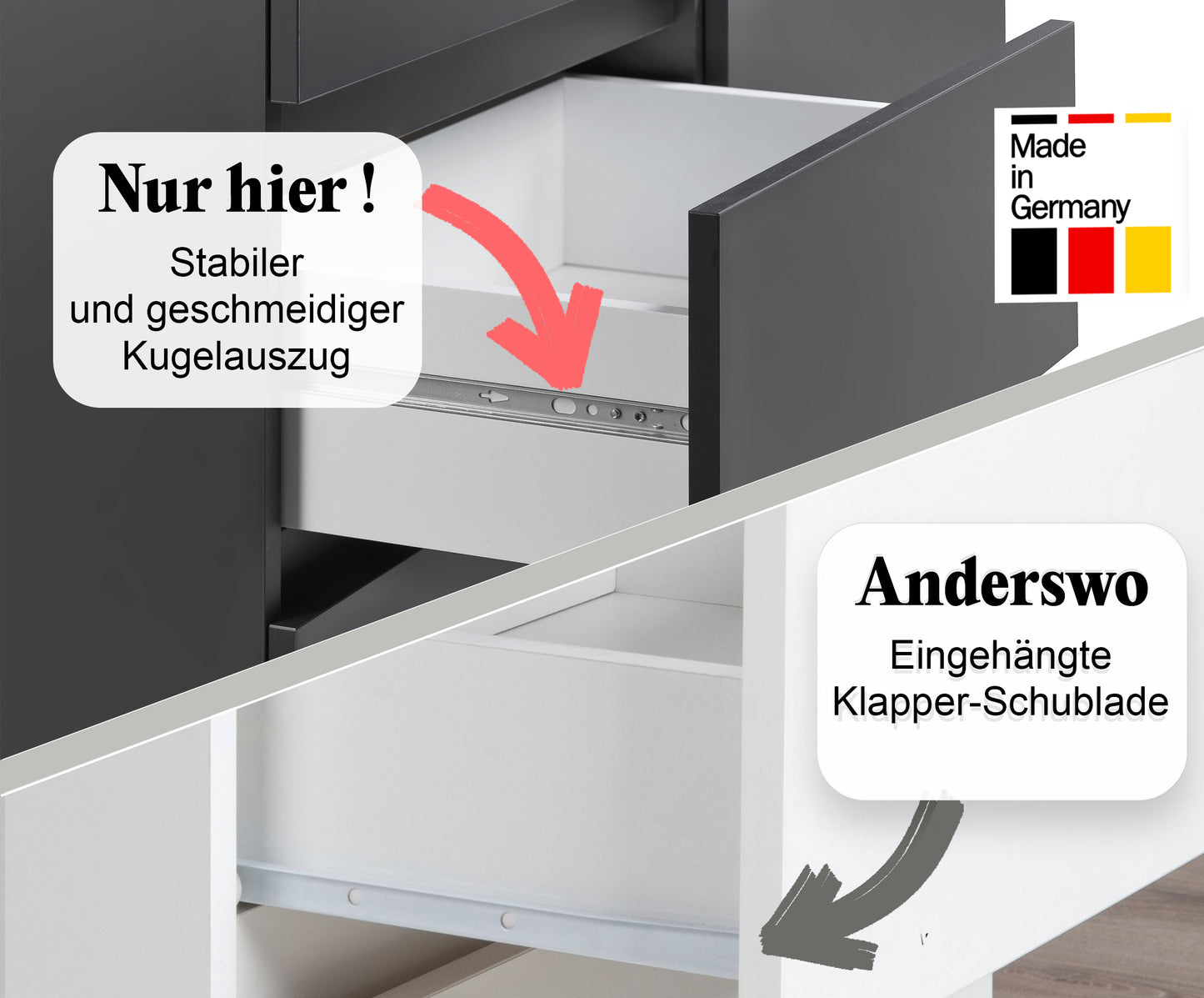 Kommode mit 6 Schubladen 95 | 120 | 140 cm breit Kommode Holz Schrank Kommode mit Schubladen Sideboard Highboard Anrichte Schlafzimmer Wohnzimmer Flur Büro Organizer