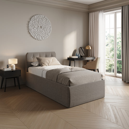 Home Collective Polsterbett 100x200 | 120x200 | 140x200 | 160x200 | 180x200 | 200x200 Doppelbett Bett mit verstellbarem Lattenrost & Stauraum, wählbare Matratze (Federkern H2 / Kaltschaum H3)