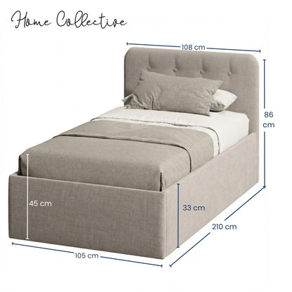 Home Collective Polsterbett 100x200 | 120x200 | 140x200 | 160x200 | 180x200 | 200x200 Doppelbett Bett mit verstellbarem Lattenrost & Stauraum, wählbare Matratze (Federkern H2 / Kaltschaum H3)