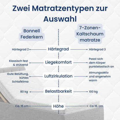 Home Collective Polsterbett 100x200 | 120x200 | 140x200 | 160x200 | 180x200 | 200x200 Doppelbett Bett mit verstellbarem Lattenrost & Stauraum, wählbare Matratze (Federkern H2 / Kaltschaum H3)