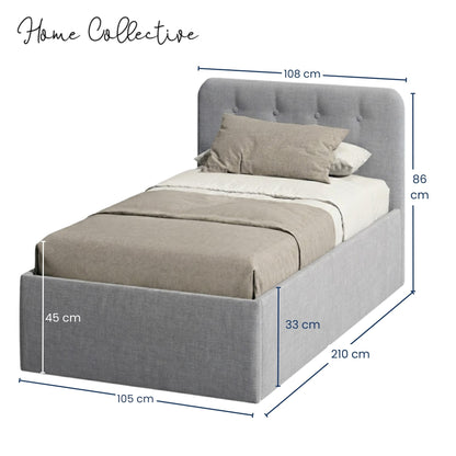Home Collective Polsterbett 100x200 | 120x200 | 140x200 | 160x200 | 180x200 | 200x200 Doppelbett Bett mit verstellbarem Lattenrost & Stauraum, wählbare Matratze (Federkern H2 / Kaltschaum H3)