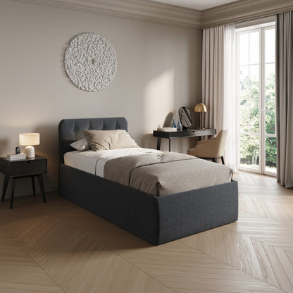 Home Collective Polsterbett 100x200 | 120x200 | 140x200 | 160x200 | 180x200 | 200x200 Doppelbett Bett mit verstellbarem Lattenrost & Stauraum, wählbare Matratze (Federkern H2 / Kaltschaum H3)