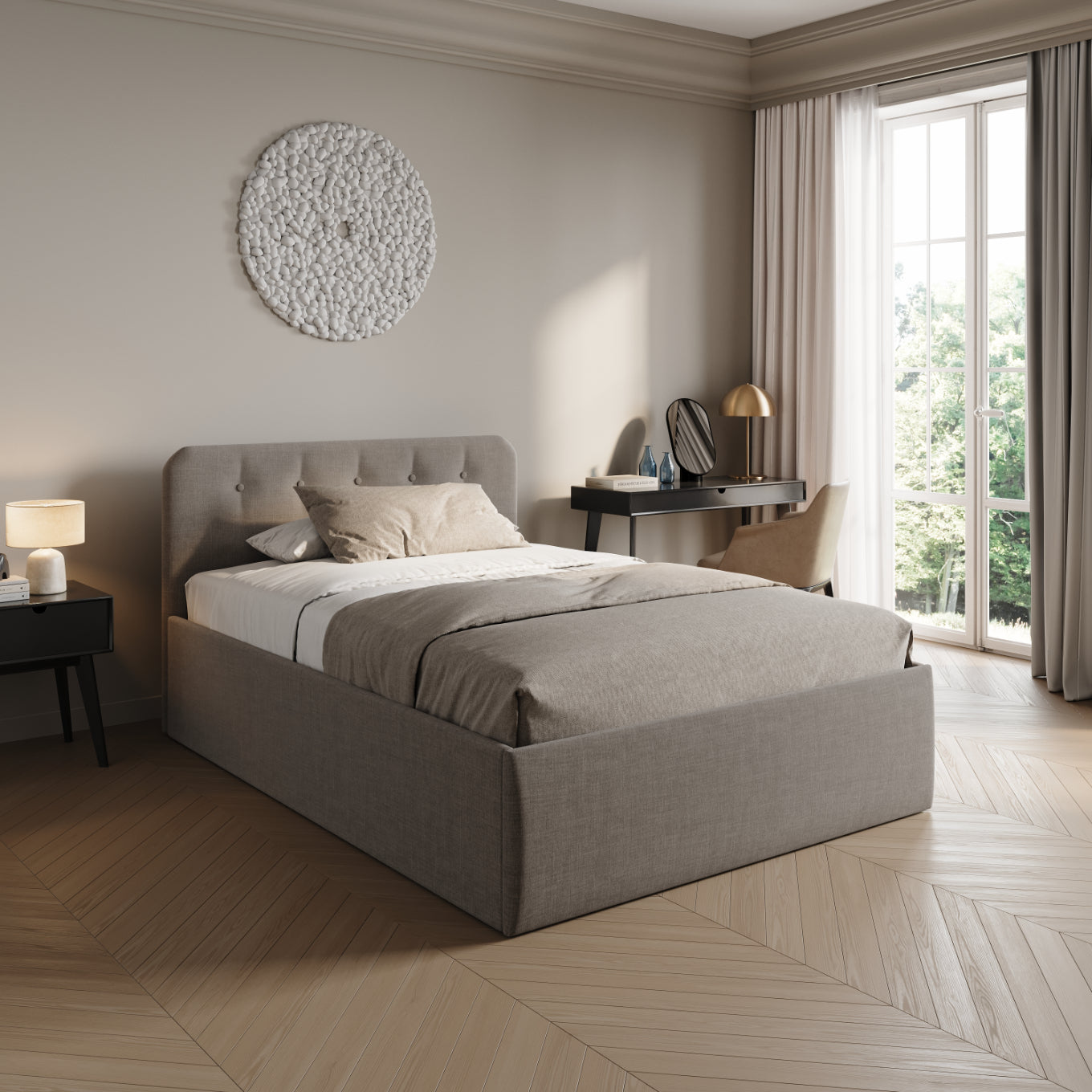 Home Collective Polsterbett 100x200 | 120x200 | 140x200 | 160x200 | 180x200 | 200x200 Doppelbett Bett mit verstellbarem Lattenrost & Stauraum, wählbare Matratze (Federkern H2 / Kaltschaum H3)