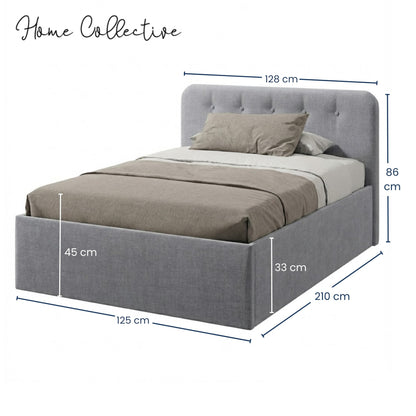 Home Collective Polsterbett 100x200 | 120x200 | 140x200 | 160x200 | 180x200 | 200x200 Doppelbett Bett mit verstellbarem Lattenrost & Stauraum, wählbare Matratze (Federkern H2 / Kaltschaum H3)