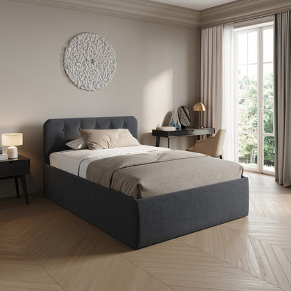 Home Collective Polsterbett 100x200 | 120x200 | 140x200 | 160x200 | 180x200 | 200x200 Doppelbett Bett mit verstellbarem Lattenrost & Stauraum, wählbare Matratze (Federkern H2 / Kaltschaum H3)