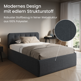 Home Collective Polsterbett 100x200 | 120x200 | 140x200 | 160x200 | 180x200 | 200x200 Doppelbett Bett mit verstellbarem Lattenrost & Stauraum, wählbare Matratze (Federkern H2 / Kaltschaum H3)