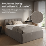 Home Collective Polsterbett 100x200 | 120x200 | 140x200 | 160x200 | 180x200 | 200x200 Doppelbett Bett mit verstellbarem Lattenrost & Stauraum, wählbare Matratze (Federkern H2 / Kaltschaum H3)