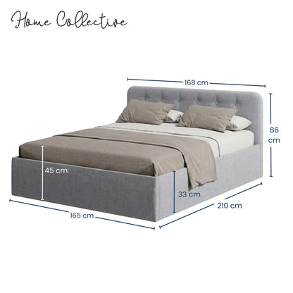 Home Collective Polsterbett 100x200 | 120x200 | 140x200 | 160x200 | 180x200 | 200x200 Doppelbett Bett mit verstellbarem Lattenrost & Stauraum, wählbare Matratze (Federkern H2 / Kaltschaum H3)