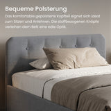 Home Collective Polsterbett 100x200 | 120x200 | 140x200 | 160x200 | 180x200 | 200x200 Doppelbett Bett mit verstellbarem Lattenrost & Stauraum, wählbare Matratze (Federkern H2 / Kaltschaum H3)