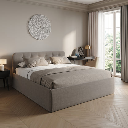 Home Collective Polsterbett 100x200 | 120x200 | 140x200 | 160x200 | 180x200 | 200x200 Doppelbett Bett mit verstellbarem Lattenrost & Stauraum, wählbare Matratze (Federkern H2 / Kaltschaum H3)