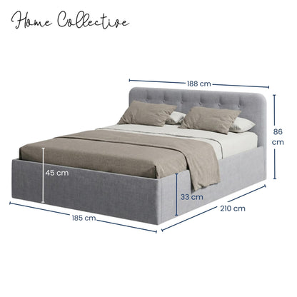 Home Collective Polsterbett 100x200 | 120x200 | 140x200 | 160x200 | 180x200 | 200x200 Doppelbett Bett mit verstellbarem Lattenrost & Stauraum, wählbare Matratze (Federkern H2 / Kaltschaum H3)