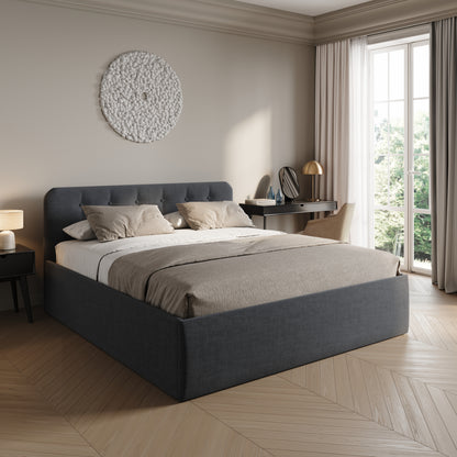 Home Collective Polsterbett 100x200 | 120x200 | 140x200 | 160x200 | 180x200 | 200x200 Doppelbett Bett mit verstellbarem Lattenrost & Stauraum, wählbare Matratze (Federkern H2 / Kaltschaum H3)