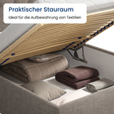 Home Collective Polsterbett 100x200 | 120x200 | 140x200 | 160x200 | 180x200 | 200x200 Doppelbett Bett mit verstellbarem Lattenrost & Stauraum, wählbare Matratze (Federkern H2 / Kaltschaum H3)