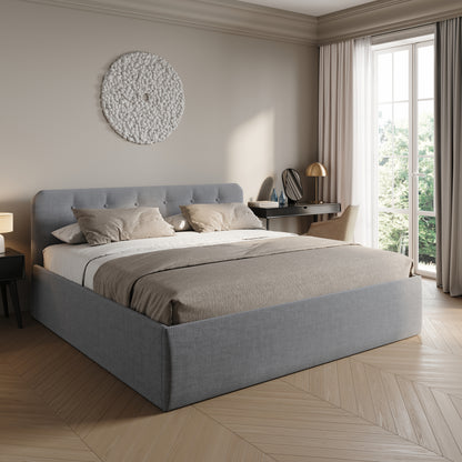 Home Collective Polsterbett 100x200 | 120x200 | 140x200 | 160x200 | 180x200 | 200x200 Doppelbett Bett mit verstellbarem Lattenrost & Stauraum, wählbare Matratze (Federkern H2 / Kaltschaum H3)