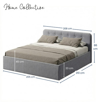Home Collective Polsterbett 100x200 | 120x200 | 140x200 | 160x200 | 180x200 | 200x200 Doppelbett Bett mit verstellbarem Lattenrost & Stauraum, wählbare Matratze (Federkern H2 / Kaltschaum H3)