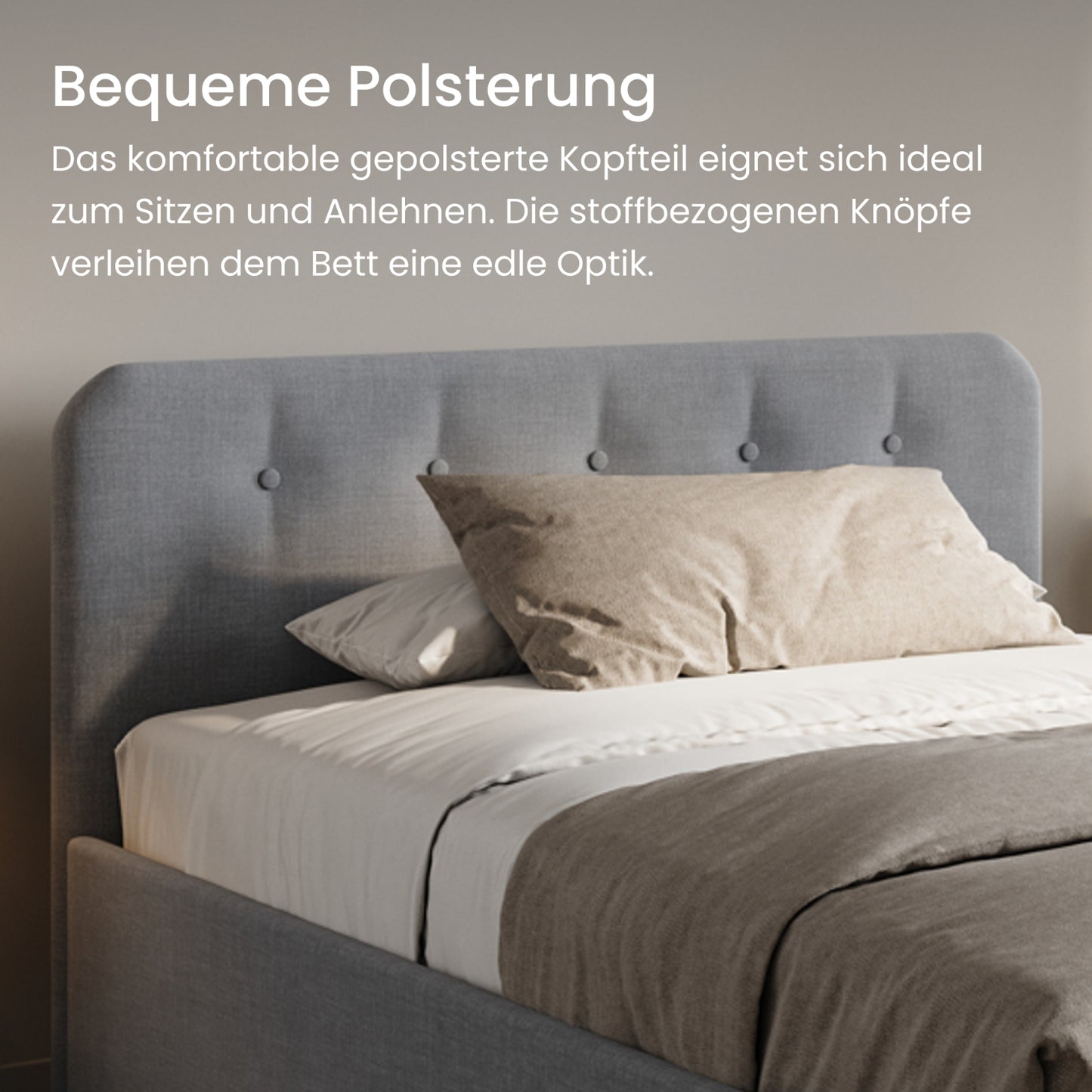 Home Collective Polsterbett 100x200 | 120x200 | 140x200 | 160x200 | 180x200 | 200x200 Doppelbett Bett mit verstellbarem Lattenrost & Stauraum, wählbare Matratze (Federkern H2 / Kaltschaum H3)