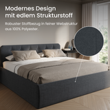 Home Collective Polsterbett 100x200 | 120x200 | 140x200 | 160x200 | 180x200 | 200x200 Doppelbett Bett mit verstellbarem Lattenrost & Stauraum, wählbare Matratze (Federkern H2 / Kaltschaum H3)
