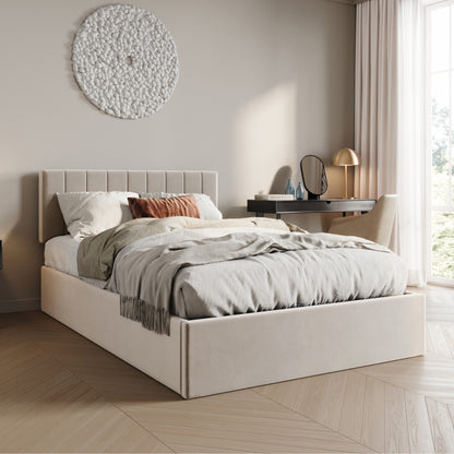 Polsterbett 140x200 & 160x200 cm mit Stauraum und Lattenrost Doppelbett mit hydraulischem Bettkasten Gepolstertes Bett Bed Stauraumbett Stabiler Bettrahmen Samt