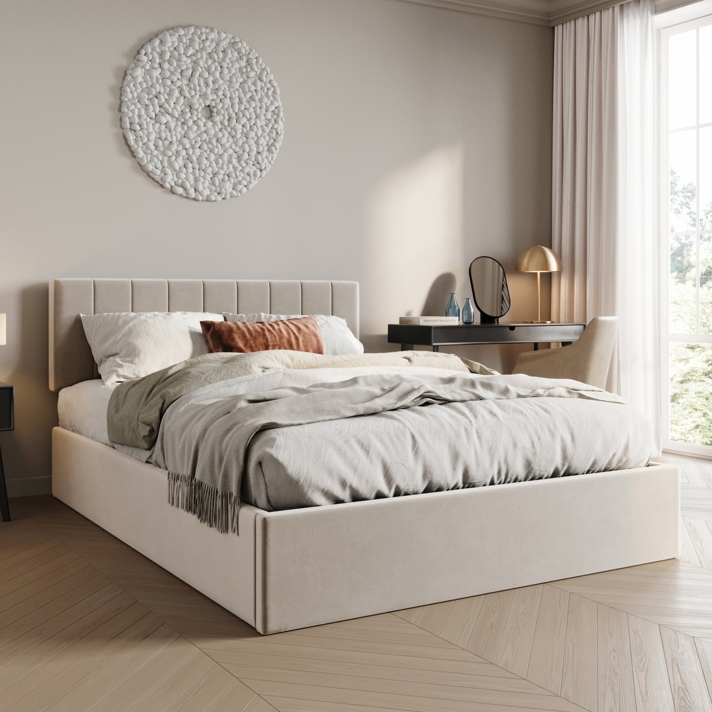 Polsterbett 140x200 & 160x200 cm mit Stauraum und Lattenrost Doppelbett mit hydraulischem Bettkasten Gepolstertes Bett Bed Stauraumbett Stabiler Bettrahmen Samt