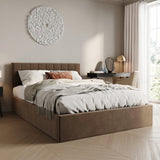 Polsterbett 140x200 & 160x200 cm mit Stauraum und Lattenrost Doppelbett mit hydraulischem Bettkasten Gepolstertes Bett Bed Stauraumbett Stabiler Bettrahmen Samt