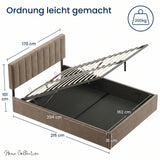 Polsterbett 140x200 & 160x200 cm mit Stauraum und Lattenrost Doppelbett mit hydraulischem Bettkasten Gepolstertes Bett Bed Stauraumbett Stabiler Bettrahmen Samt