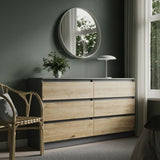 Kommode mit 6 Schubladen 95 | 120 | 140 | 160 cm breit Kommode Holz Schrank Kommode mit Schubladen Sideboard Highboard Anrichte Schlafzimmer Wohnzimmer Flur Büro Organizer