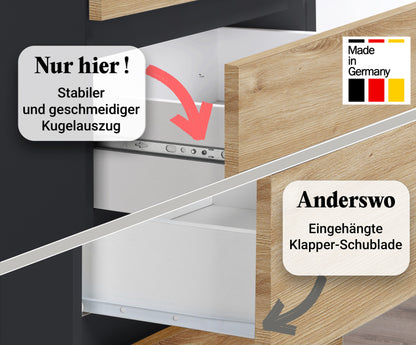 Kommode mit 6 Schubladen 95 | 120 | 140 cm breit Kommode Holz Schrank Kommode mit Schubladen Sideboard Highboard Anrichte Schlafzimmer Wohnzimmer Flur Büro Organizer