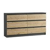 Kommode mit 6 Schubladen 95 | 120 | 140 | 160 cm breit Kommode Holz Schrank Kommode mit Schubladen Sideboard Highboard Anrichte Schlafzimmer Wohnzimmer Flur Büro Organizer