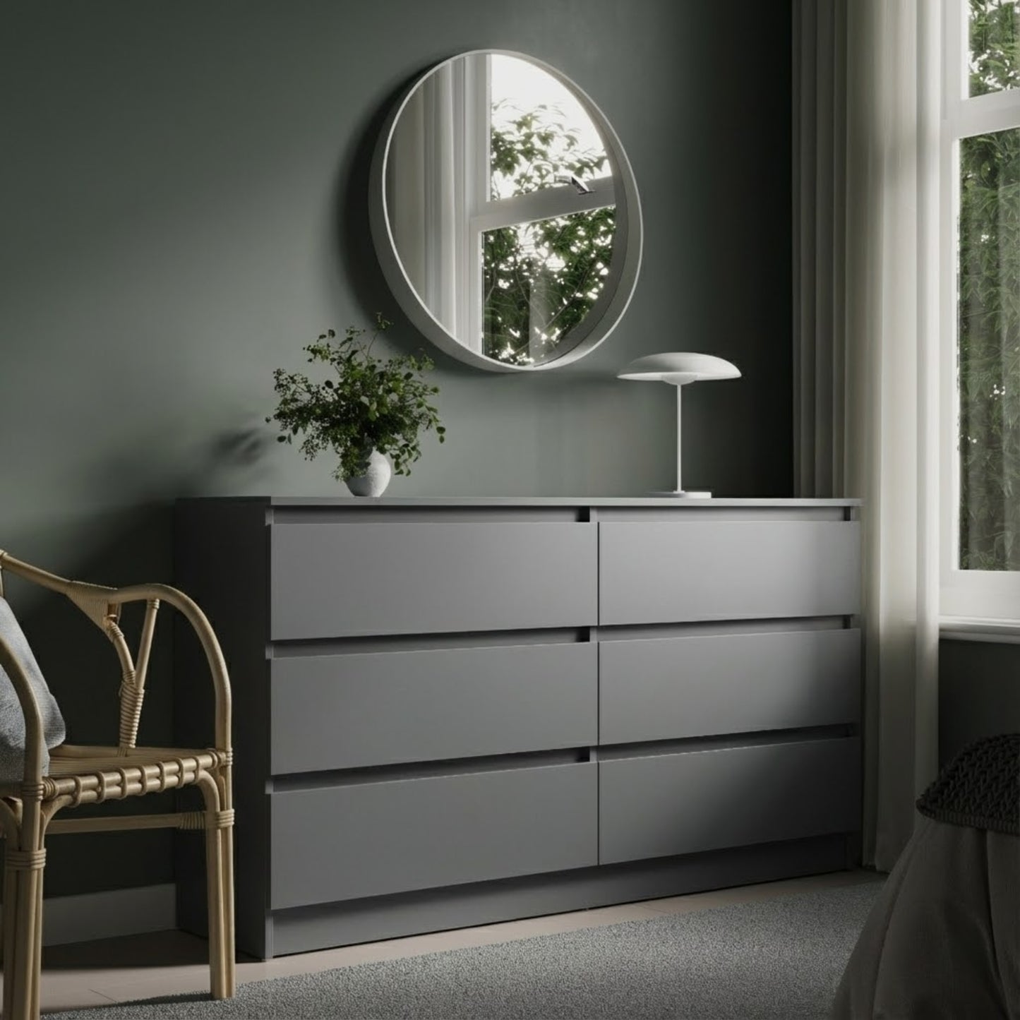 Kommode mit 6 Schubladen 95 | 120 | 140 cm breit Kommode Holz Schrank Kommode mit Schubladen Sideboard Highboard Anrichte Schlafzimmer Wohnzimmer Flur Büro Organizer