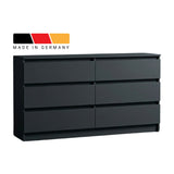 Kommode mit 6 Schubladen 95 | 120 | 140 | 160 cm breit Kommode Holz Schrank Kommode mit Schubladen Sideboard Highboard Anrichte Schlafzimmer Wohnzimmer Flur Büro Organizer