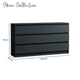 Kommode mit 6 Schubladen 95 | 120 | 140 | 160 cm breit Kommode Holz Schrank Kommode mit Schubladen Sideboard Highboard Anrichte Schlafzimmer Wohnzimmer Flur Büro Organizer