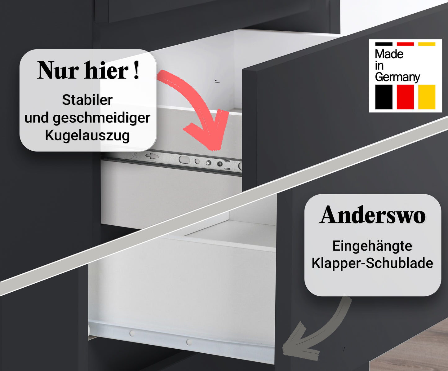 Kommode mit 6 Schubladen 95 | 120 | 140 cm breit Kommode Holz Schrank Kommode mit Schubladen Sideboard Highboard Anrichte Schlafzimmer Wohnzimmer Flur Büro Organizer