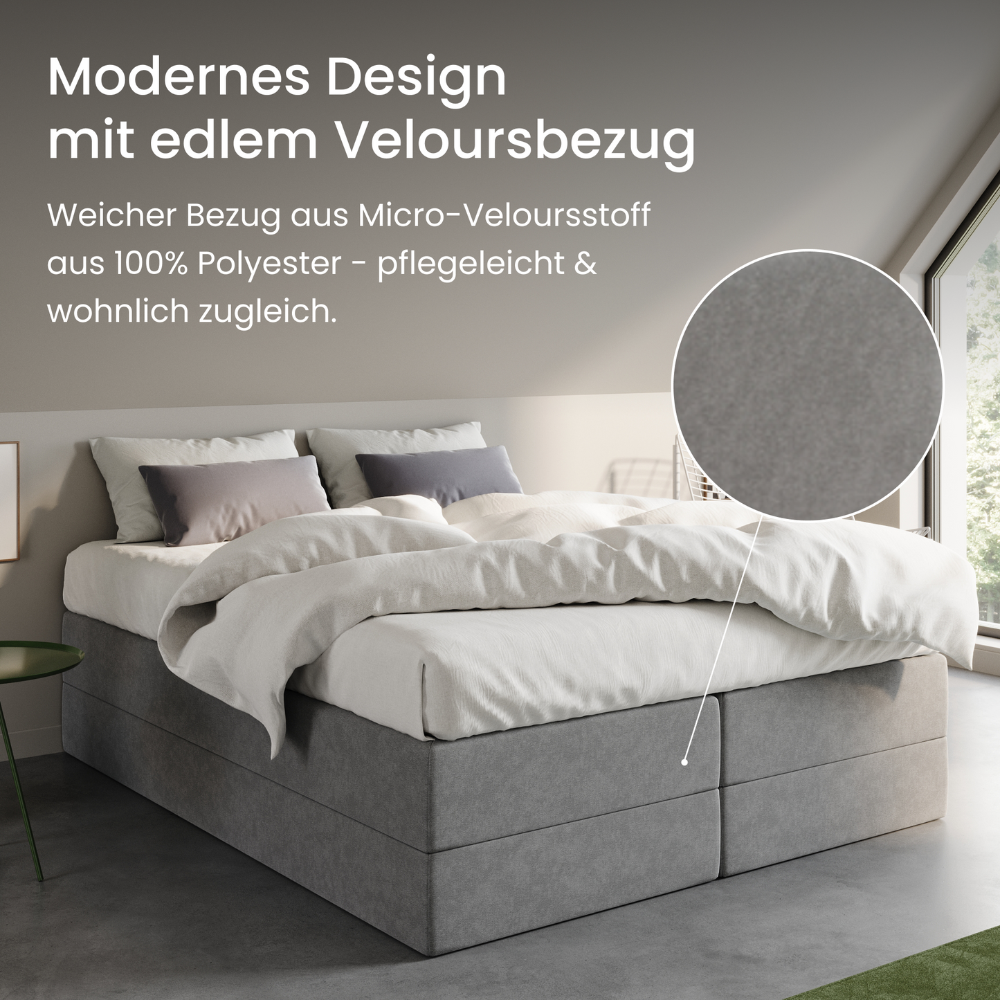 Home Collective Boxspringbett Polsterbett Bett mit Matratzenauswahl (Bonnell H2 / Kaltschaum H3), gepolstertes Kopfteil (optional), Microvelours | Verfügbare Größen: 90x200, 100x200, 120x200, 140x200, 160x200, 180x200, 200x200