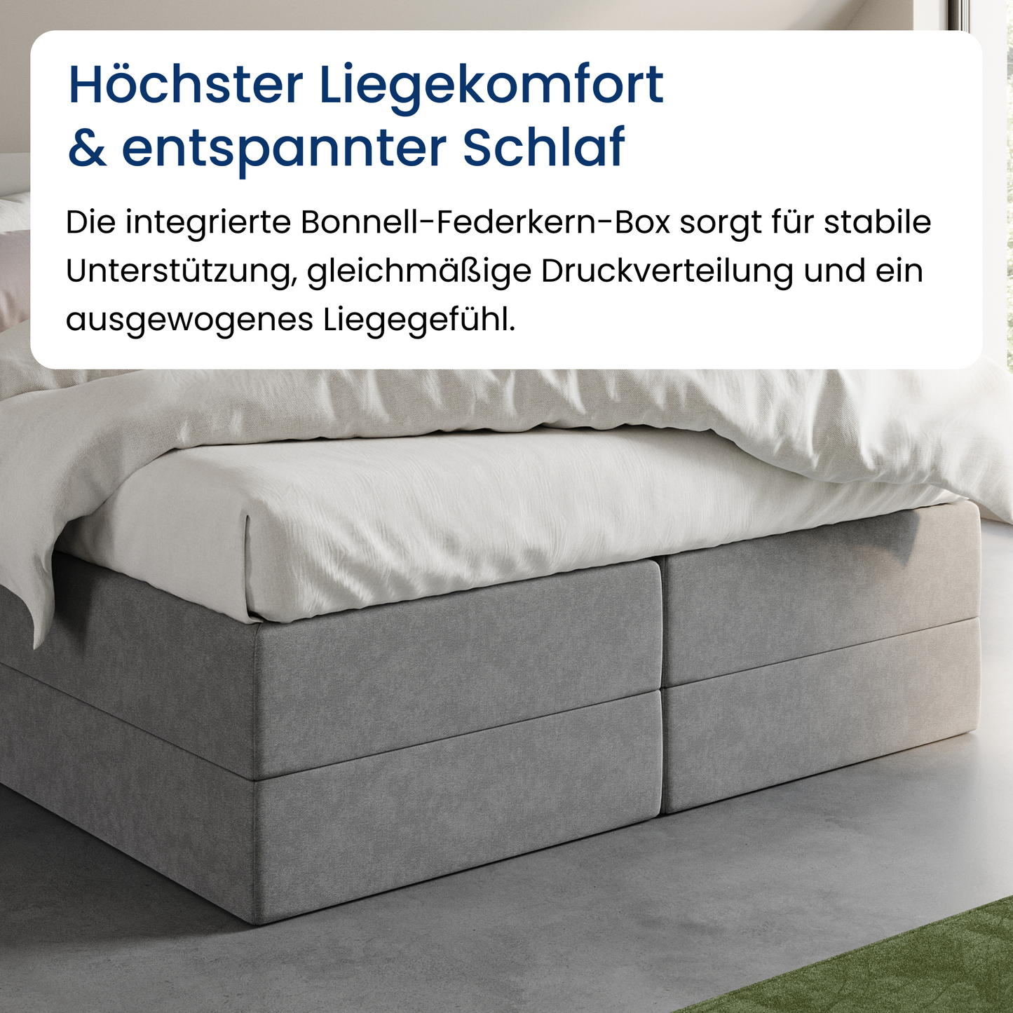 Home Collective Boxspringbett Polsterbett Bett mit Matratzenauswahl (Bonnell H2 / Kaltschaum H3), gepolstertes Kopfteil (optional), Microvelours | Verfügbare Größen: 90x200, 100x200, 120x200, 140x200, 160x200, 180x200, 200x200