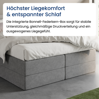 Home Collective Boxspringbett Polsterbett Bett mit Matratzenauswahl (Bonnell H2 / Kaltschaum H3), gepolstertes Kopfteil (optional), Microvelours | Verfügbare Größen: 90x200, 100x200, 120x200, 140x200, 160x200, 180x200, 200x200