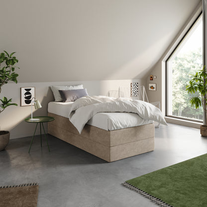 Home Collective Boxspringbett Polsterbett Bett mit Matratzenauswahl (Bonnell H2 / Kaltschaum H3), gepolstertes Kopfteil (optional), Microvelours | Verfügbare Größen: 90x200, 100x200, 120x200, 140x200, 160x200, 180x200, 200x200