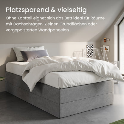 Home Collective Boxspringbett Polsterbett Bett mit Matratzenauswahl (Bonnell H2 / Kaltschaum H3), gepolstertes Kopfteil (optional), Microvelours | Verfügbare Größen: 90x200, 100x200, 120x200, 140x200, 160x200, 180x200, 200x200