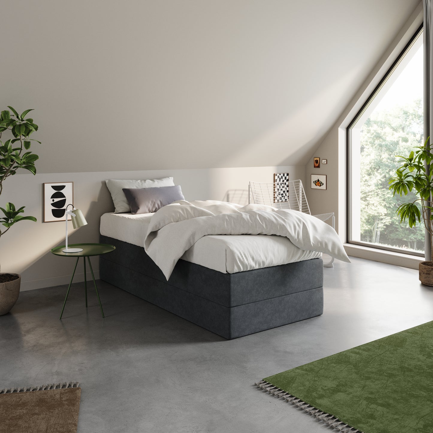 Home Collective Boxspringbett Polsterbett Bett mit Matratzenauswahl (Bonnell H2 / Kaltschaum H3), gepolstertes Kopfteil (optional), Microvelours | Verfügbare Größen: 90x200, 100x200, 120x200, 140x200, 160x200, 180x200, 200x200