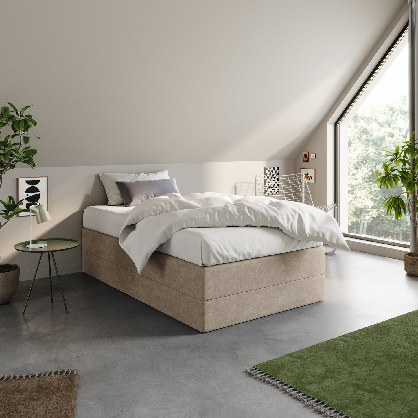 Home Collective Boxspringbett Polsterbett Bett mit Matratzenauswahl (Bonnell H2 / Kaltschaum H3), gepolstertes Kopfteil (optional), Microvelours | Verfügbare Größen: 90x200, 100x200, 120x200, 140x200, 160x200, 180x200, 200x200