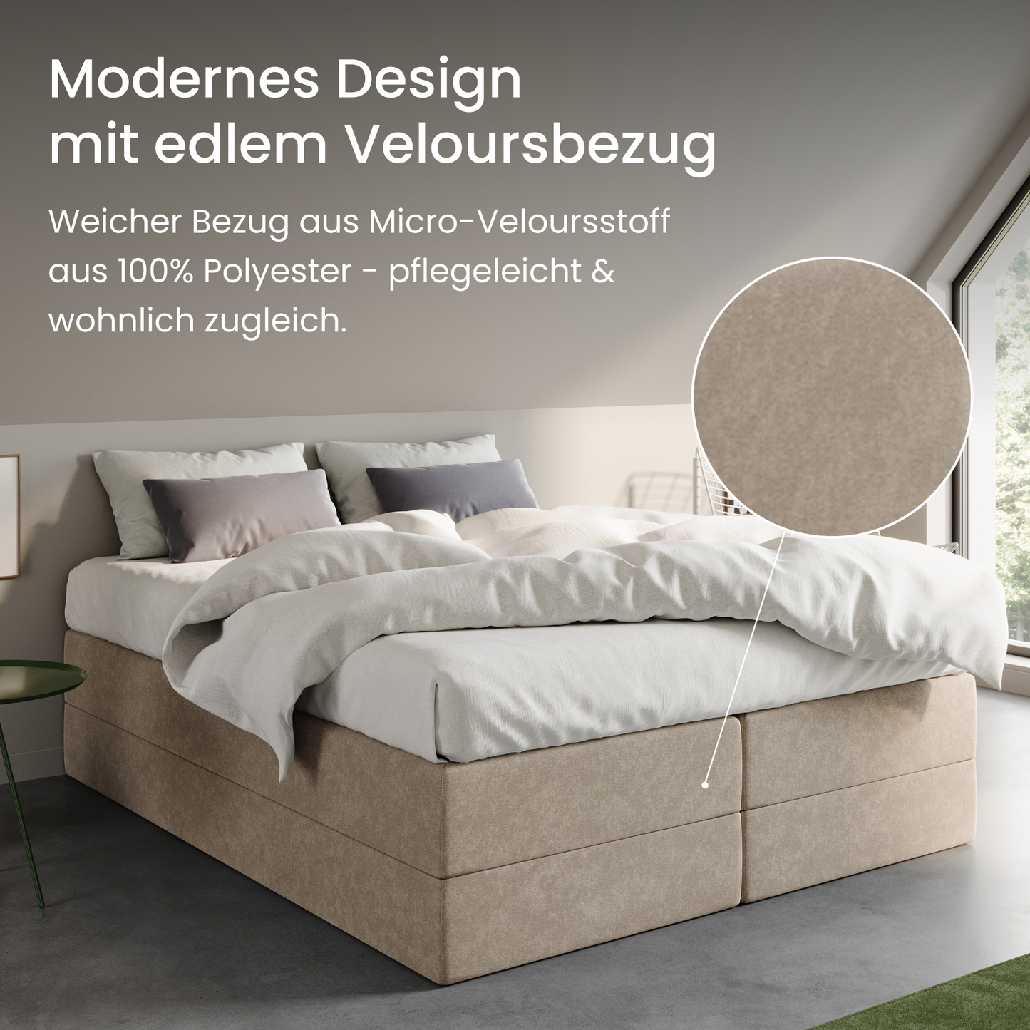 Home Collective Boxspringbett Polsterbett Bett mit Matratzenauswahl (Bonnell H2 / Kaltschaum H3), gepolstertes Kopfteil (optional), Microvelours | Verfügbare Größen: 90x200, 100x200, 120x200, 140x200, 160x200, 180x200, 200x200