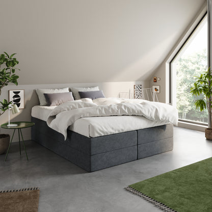 Home Collective Boxspringbett Polsterbett Bett mit Matratzenauswahl (Bonnell H2 / Kaltschaum H3), gepolstertes Kopfteil (optional), Microvelours | Verfügbare Größen: 90x200, 100x200, 120x200, 140x200, 160x200, 180x200, 200x200