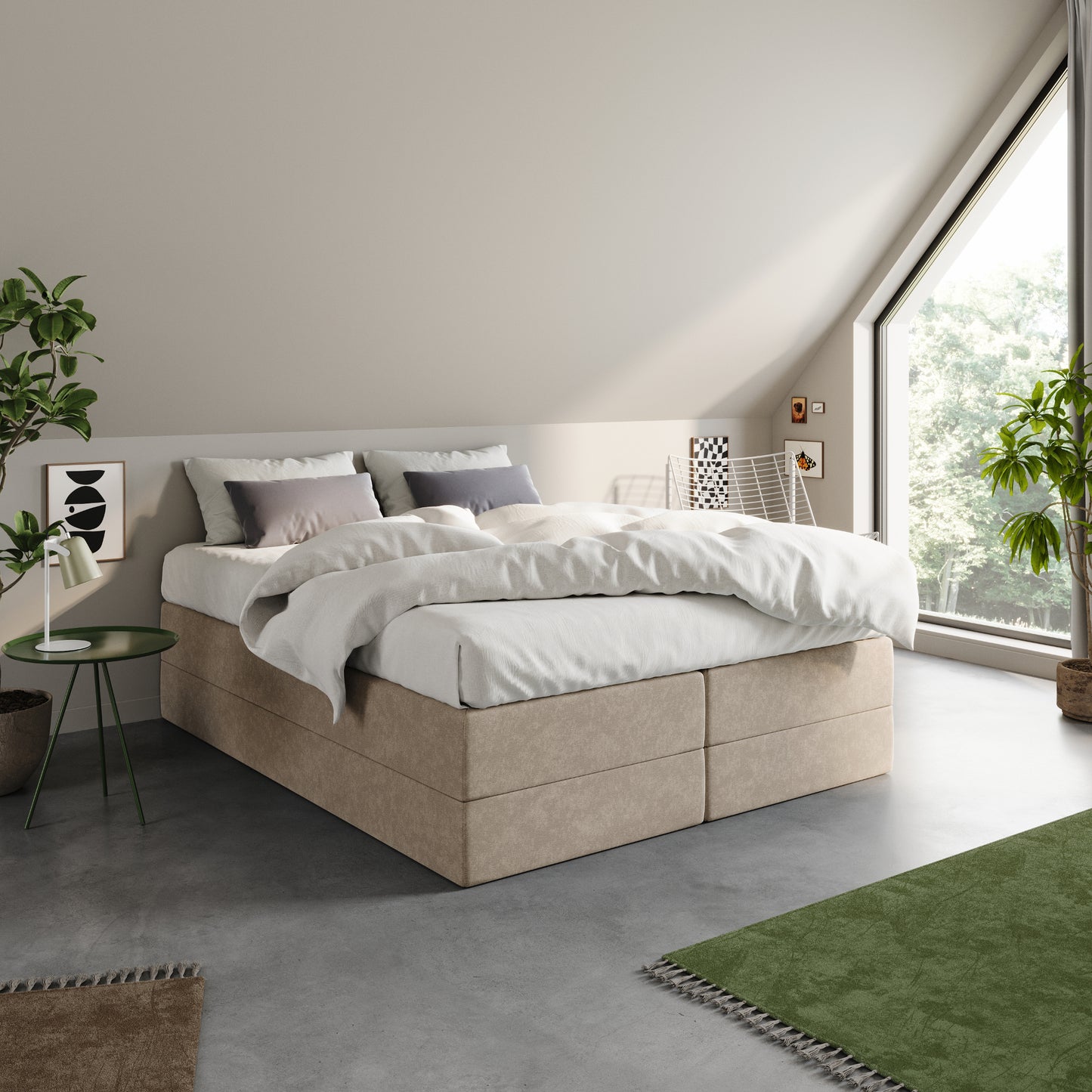 Home Collective Boxspringbett Polsterbett Bett mit Matratzenauswahl (Bonnell H2 / Kaltschaum H3), gepolstertes Kopfteil (optional), Microvelours | Verfügbare Größen: 90x200, 100x200, 120x200, 140x200, 160x200, 180x200, 200x200