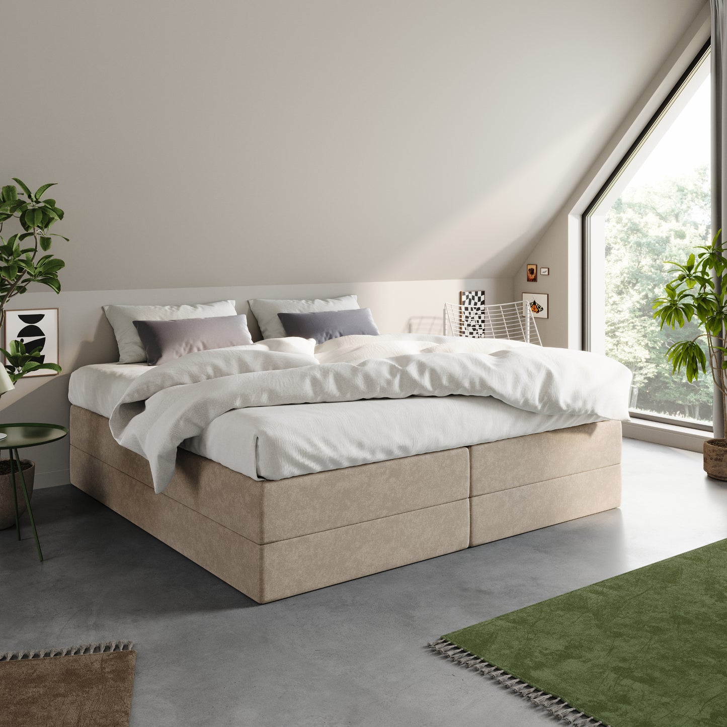 Home Collective Boxspringbett Polsterbett Bett mit Matratzenauswahl (Bonnell H2 / Kaltschaum H3), gepolstertes Kopfteil (optional), Microvelours | Verfügbare Größen: 90x200, 100x200, 120x200, 140x200, 160x200, 180x200, 200x200