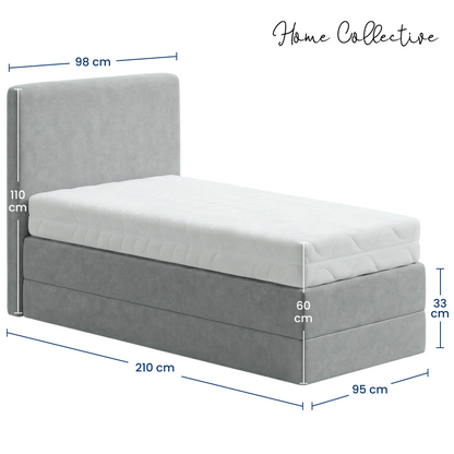 Home Collective Boxspringbett Polsterbett Bett mit Matratzenauswahl (Bonnell H2 / Kaltschaum H3), gepolstertes Kopfteil (optional), Microvelours | Verfügbare Größen: 90x200, 100x200, 120x200, 140x200, 160x200, 180x200, 200x200