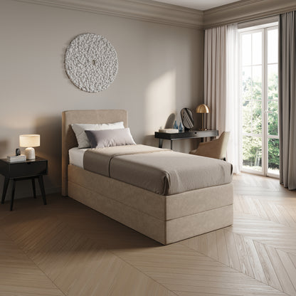 Home Collective Boxspringbett Polsterbett Bett mit Matratzenauswahl (Bonnell H2 / Kaltschaum H3), gepolstertes Kopfteil (optional), Microvelours | Verfügbare Größen: 90x200, 100x200, 120x200, 140x200, 160x200, 180x200, 200x200